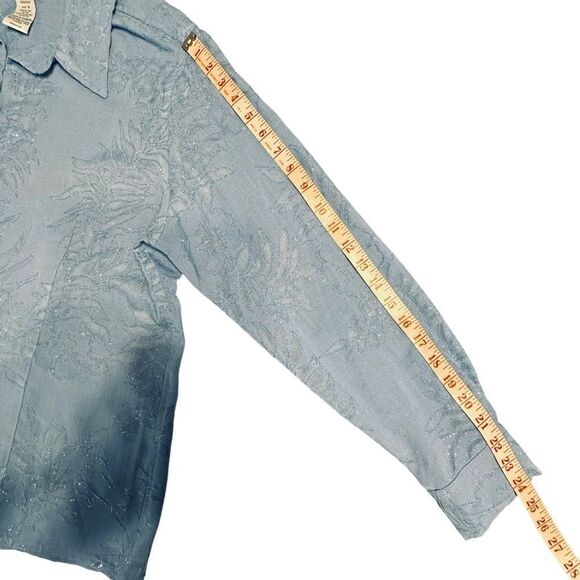Vintage Sag Harbor Blue Semi sheer glittery long sleeve shirt size 16 - Picture 13 of 15